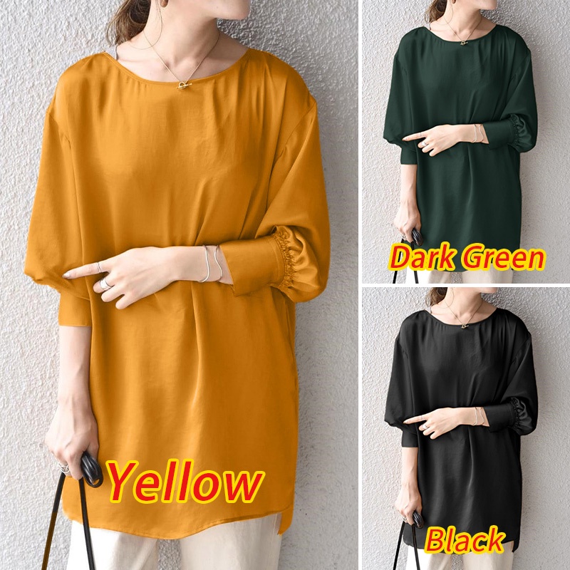 Zanzea Áo Kiểu Tay Phồng 3 / 4 Cổ Tròn Phong Cách Hàn Quốc Dành Cho Nữ