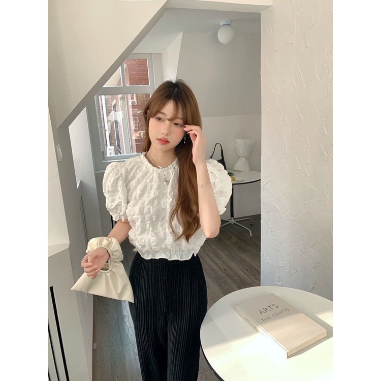 COZOK Áo Kiểu Tay Phồng Ngắn Thời Trang Vintage Cá Tính