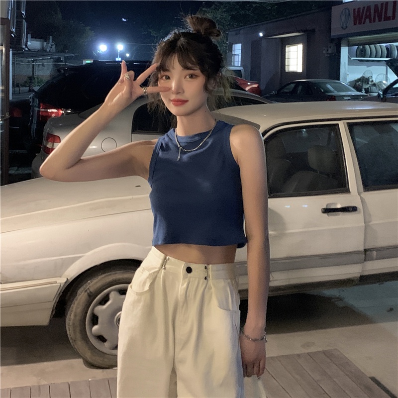 IELGY   Áo Sát Nách Thể Thao Phong Cách Pháp Thời Trang Cho Nữ