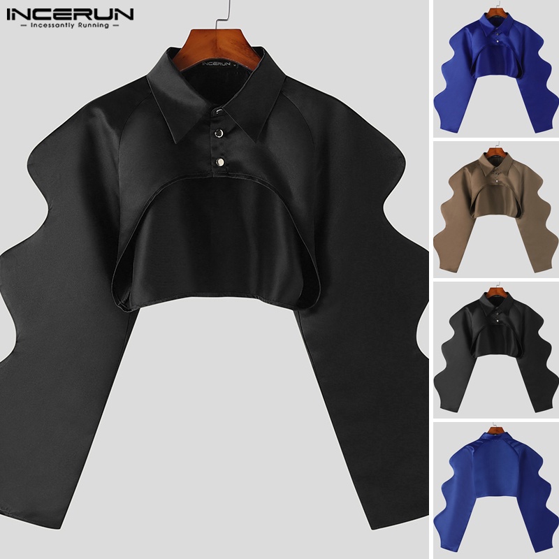 Áo INCERUN cắt xén tay gợn sóng thời trang