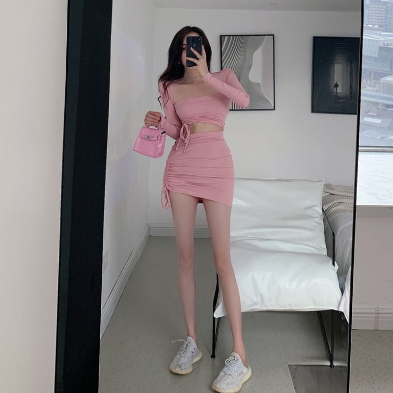 Set Áo Ống Kèm Chân Váy Dây Rút Gợi Cảm Nữ Tính