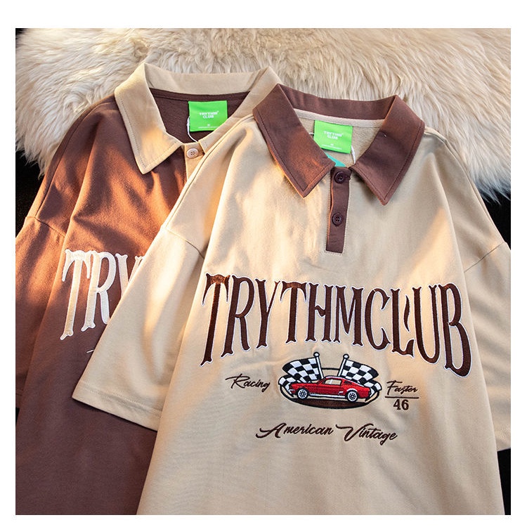 Áo polo Tay Ngắn Bằng Cotton In Họa Tiết Độc Đáo Phong Cách Hàn Quốc Thời Trang Cho Nữ