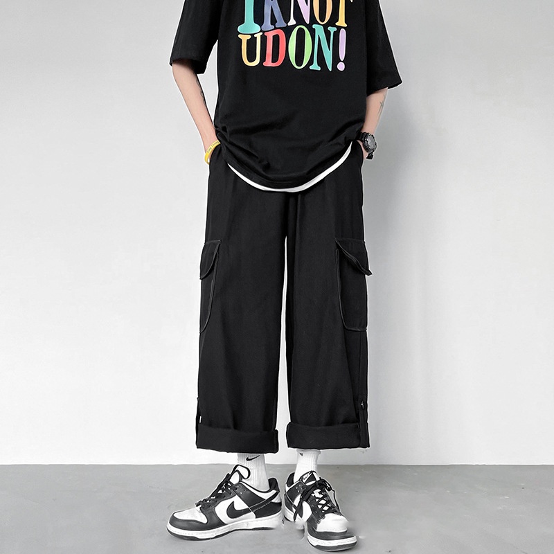 Quần Dài Dáng Rộng Phối Nhiều Túi Thời Trang Xuân Thu Nhật Bản 2023 Cho Nam
