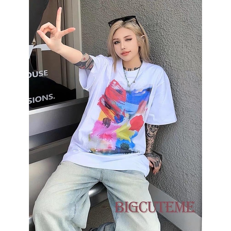 Áo Thun Tay Ngắn Cổ Thuyền Dáng Rộng In Họa Tiết Thời Trang Mùa Hè Dành Cho Nữ
