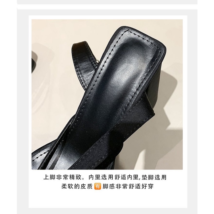 Sandal Cao Gót 8cm Hở Ngón Mũi Vuông Bằng Cao Su PU Phong Cách Hàn Quốc Thời Trang Mùa Hè Hàng Mới 2023
