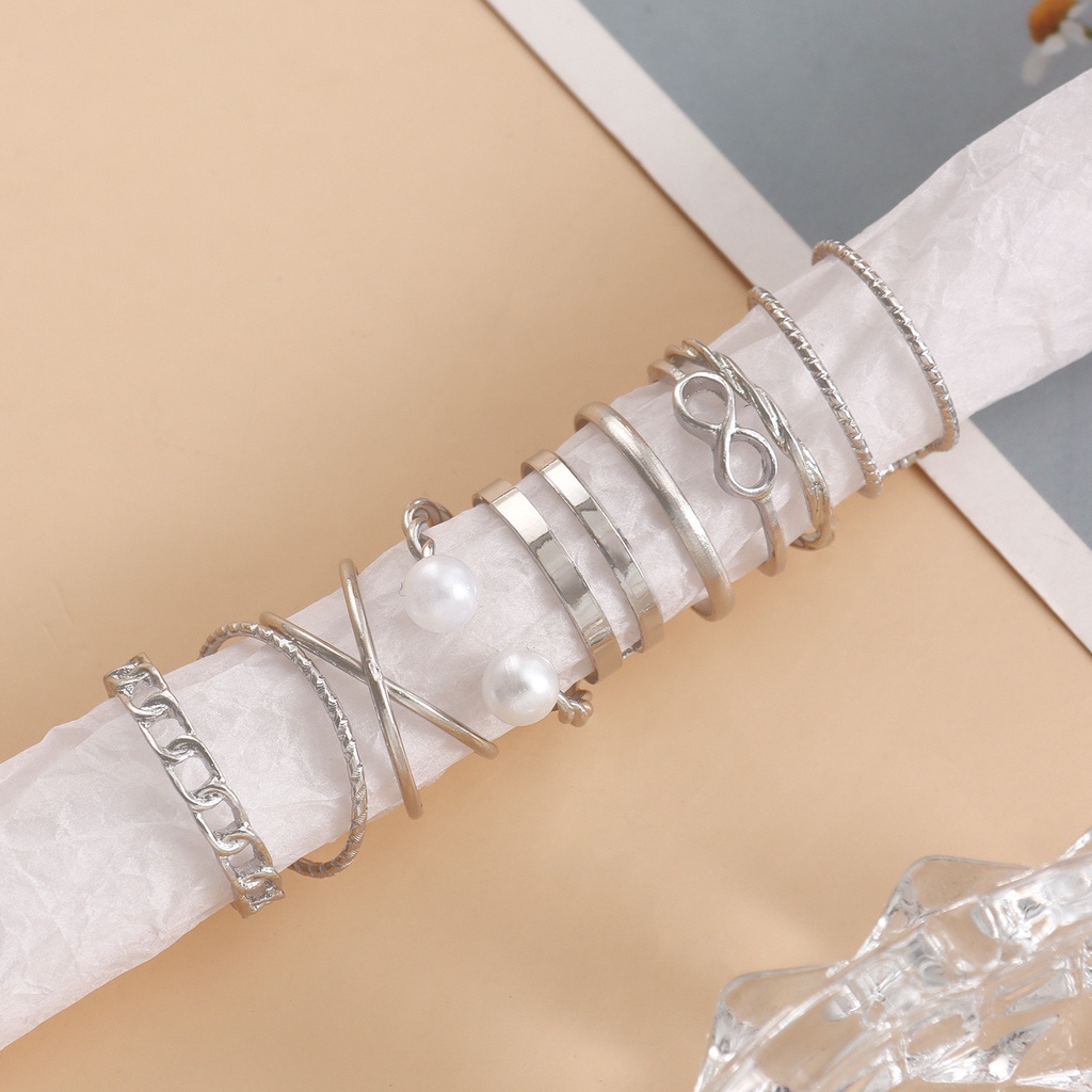 Set 9 Nhẫn Hở Kiểu Dáng Đơn Giản Phong Cách Châu Âu Mới