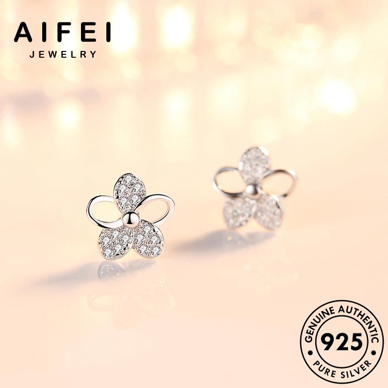 AIFEI JEWELRY Thời kim thời nữ bản trang phụ sức tua kiện bông cương moissanite thời hoa quốc hàn khuyên bạc thật vành 925 tròn nguyên xỏ tai trang E126