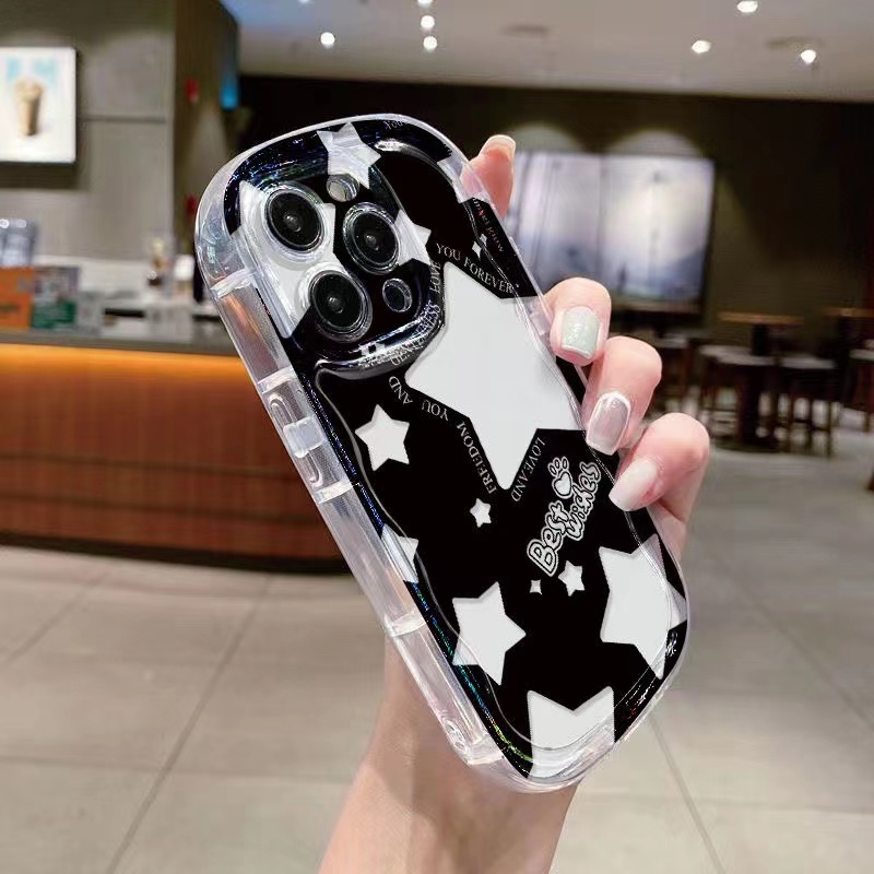 Ốp Điện Thoại Silicon TPU Mềm Trong Suốt Họa Tiết Ngôi Sao Đen Dễ Thương Cho IPhone 14 13 11 Pro Max 12 8 7 Plus XS XR X