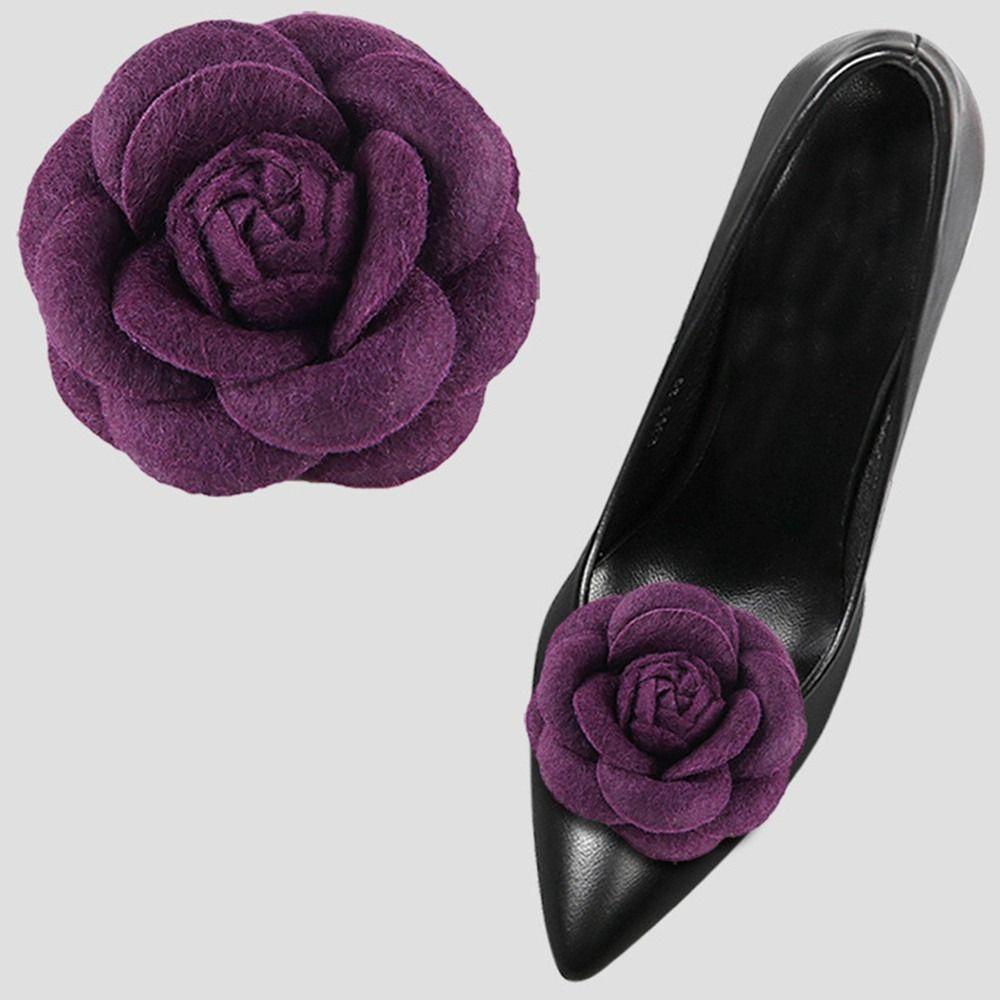 Set 2 Phụ Kiện Kẹp Trang Trí Giày Cao Gót Hình Hoa Trà Dễ Thương