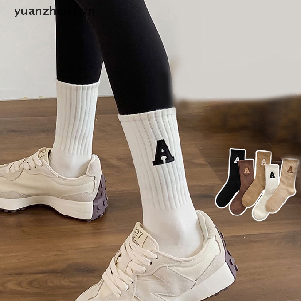 Đôi Vớ Cotton Dài Thêu Chữ Phong Cách Hàn Quốc Thời Trang Cho Nữ