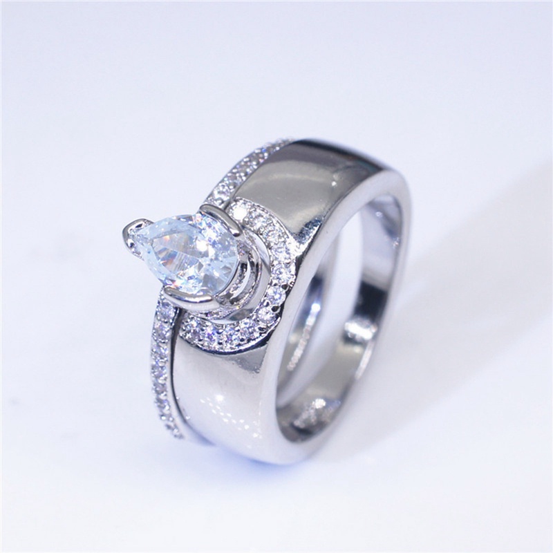 1 Cặp Nhẫn Bạc 925 Hình Giọt Nước Sáng Tạo Phù Hợp Làm Quà Valentine