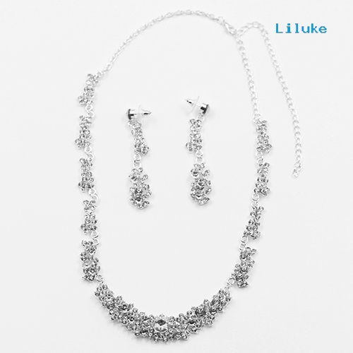 Bộ Vòng cổ + Bông Tai Dáng Dài Đính Đá Sang Trọng Cho Nữ