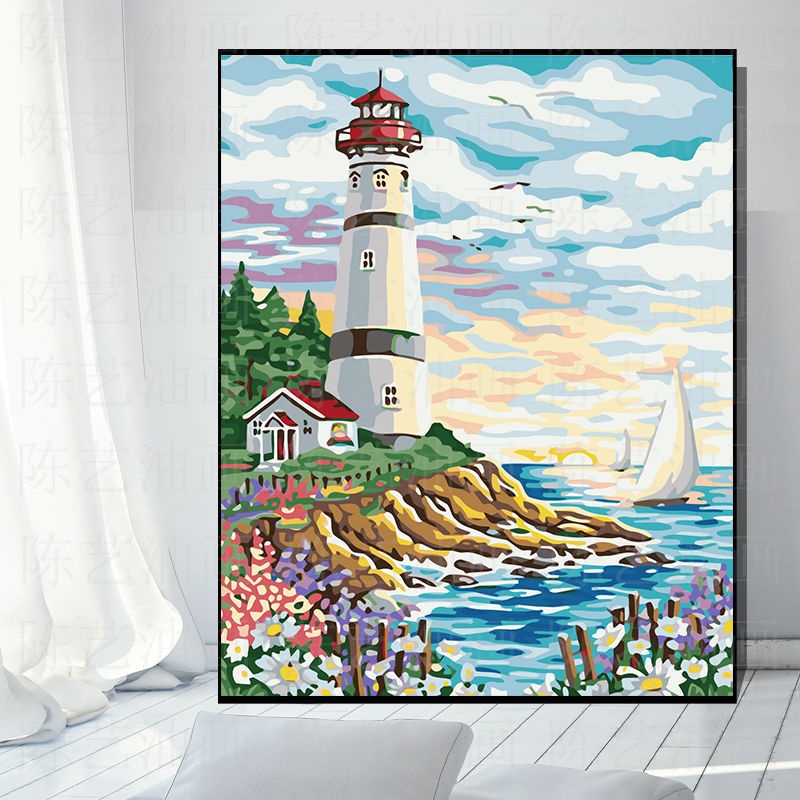 Tranh Sơn Dầu Trang Trí Nội Thất 30 * 40cm Tự Làm Hình Phong Cảnh