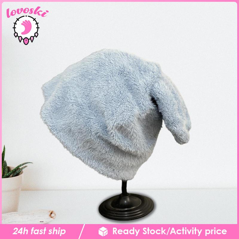 Mũ Beanie Dệt Kim Đính Tai Thỏ Giữ Ấm Mùa Đông