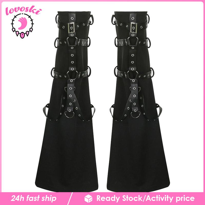 Găng Ống Chân Giữ Ấm Màu Đen Phong Cách Punk Gothic Cho Nữ