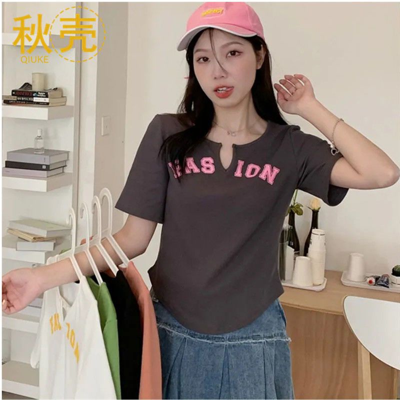 Áo Thun Tay Ngắn Cổ Chữ V In Họa Tiết Monogram Thời Trang Dễ Phối Đồ