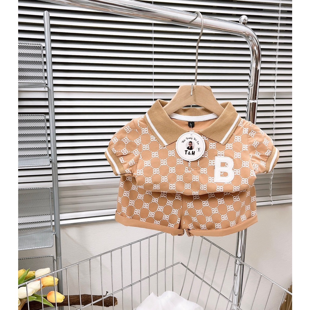 [8-18kg] Bộ cotton có cổ cho bé trai thêu chữ B TH kids cực chất