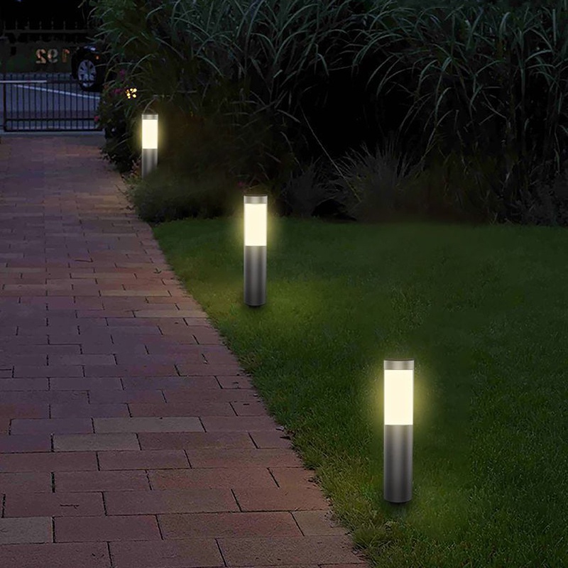 Đèn LED Hình Trụ Ánh Sáng Trắng Ấm Sử Dụng Năng Lượng Mặt Trời Trang Trí Sân Vườn