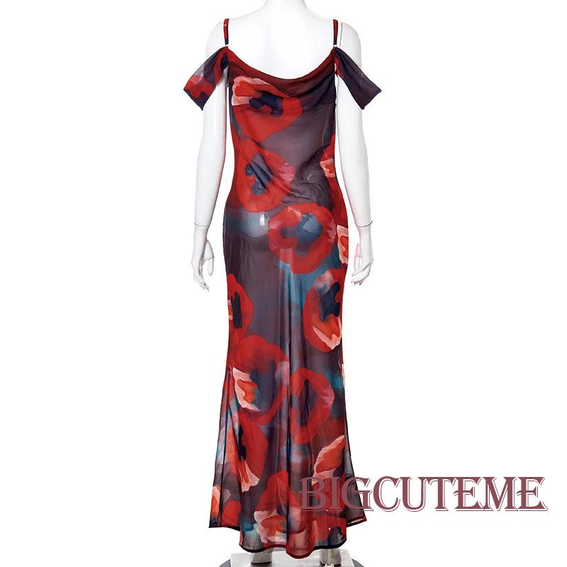 Đầm Hai Dây Dài Mềm Mại In Họa Tiết Thời Trang Mùa Hè Cho Nữ