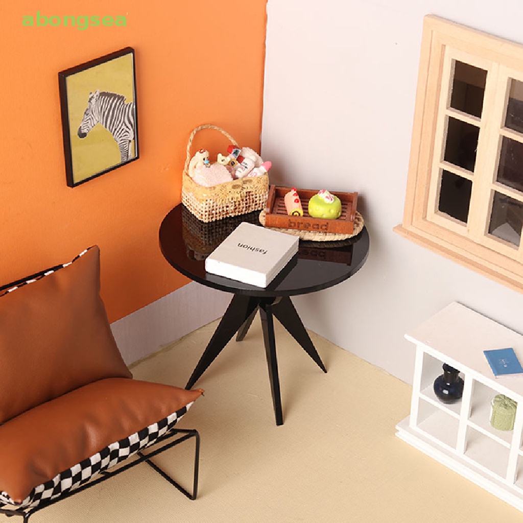 Bàn Trà / Cà Phê Hình Tròn Trang Trí Nhà Búp Bê Tỉ Lệ 1: 12