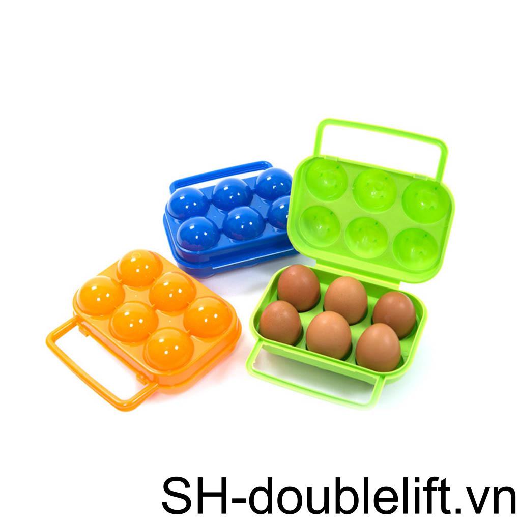 Hộp Đựng Trứng 6 Ngăn Bằng Nhựa Màu Sắc Ngẫu Nhiên Tiện Dụng Mang Theo Du Lịch Cắm Trại