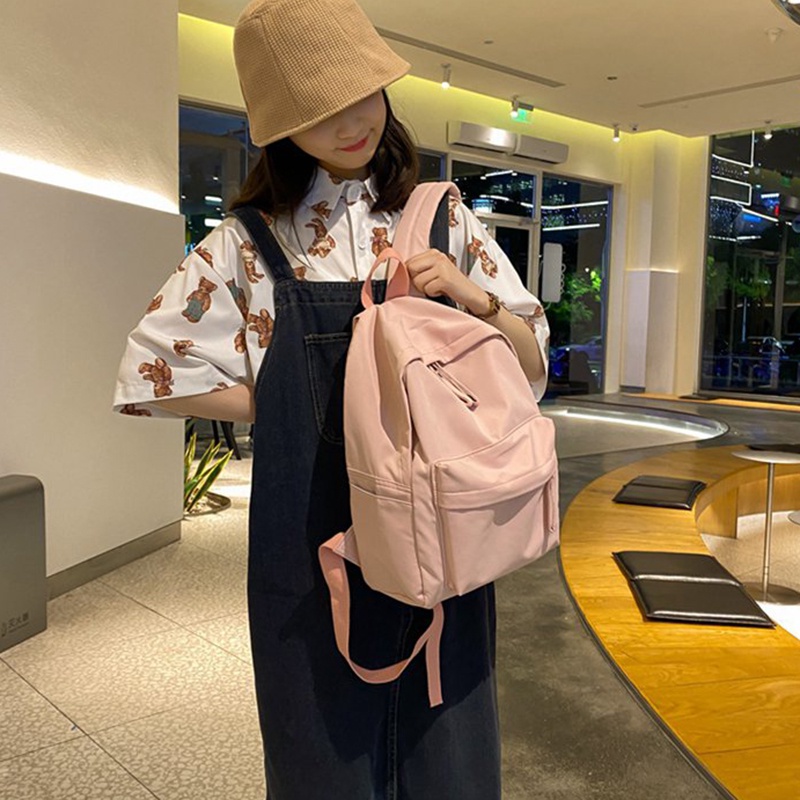 Ba Lô Màu Trơn Đơn Giản Thời Trang Hàn Quốc Cho Nữ