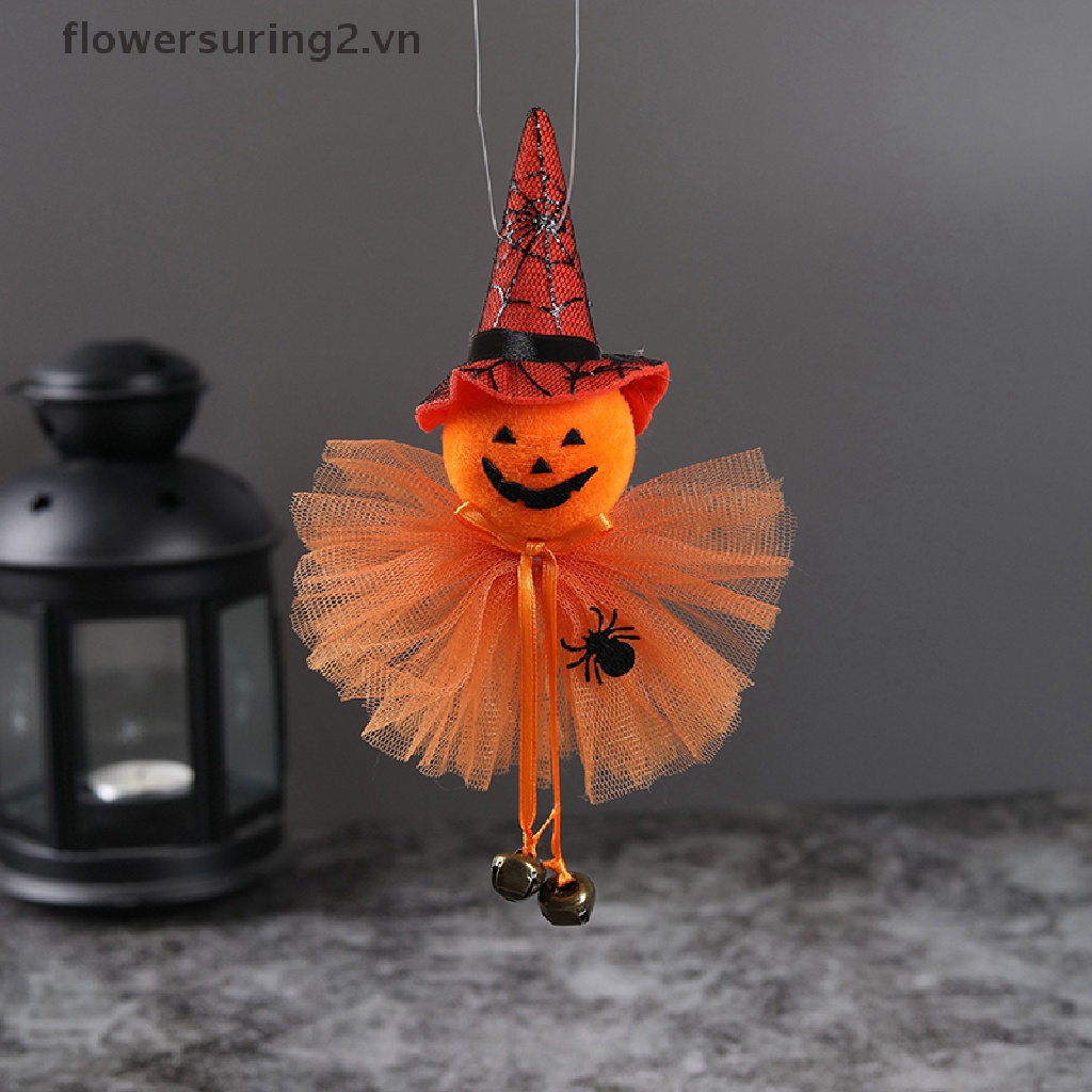 (May Mắn) Mặt Dây Chuyền Phù Thủy Bí Ngô Ma Mèo Đen Đáng Sợ Treo Trang Trí Halloween