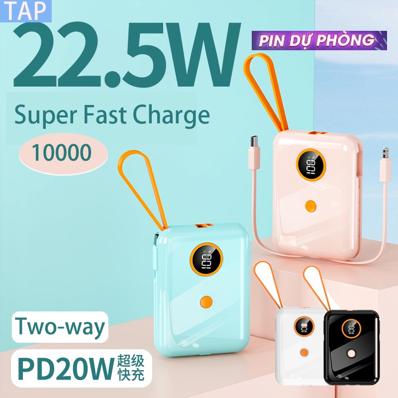 Pin Sạc Dự Phòng 20000mAh Mini Dễ Dàng Mang Theo Tiện Dụng cục sạc dự phòng led hiển Out-put 22.5w Type-C/Lighting