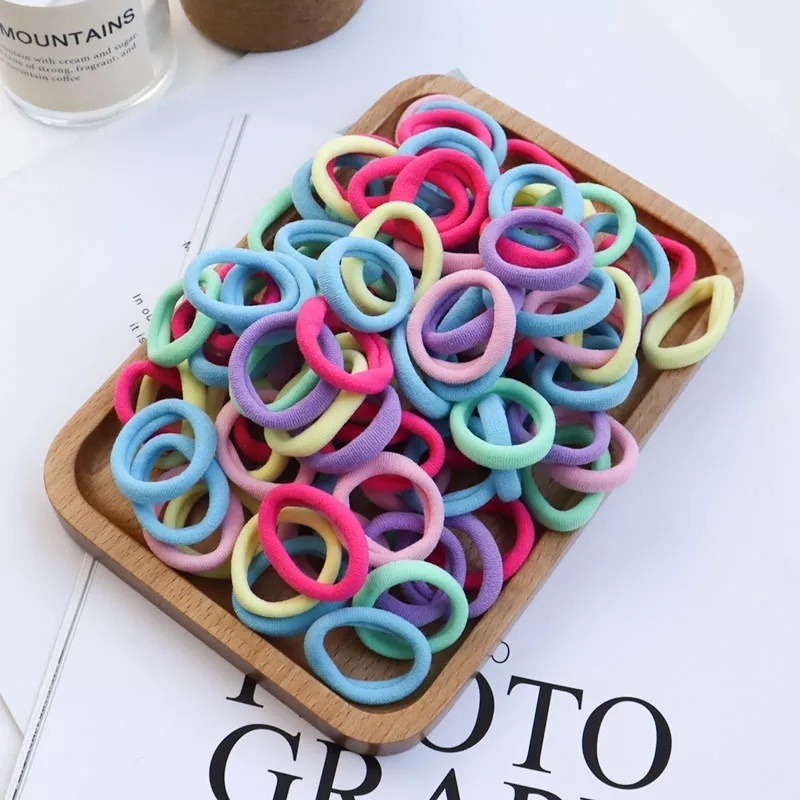 Set 50 / 100 Dây Thun Cột Tóc Co Giãn Nhiều Màu Sắc Dành Cho Nữ