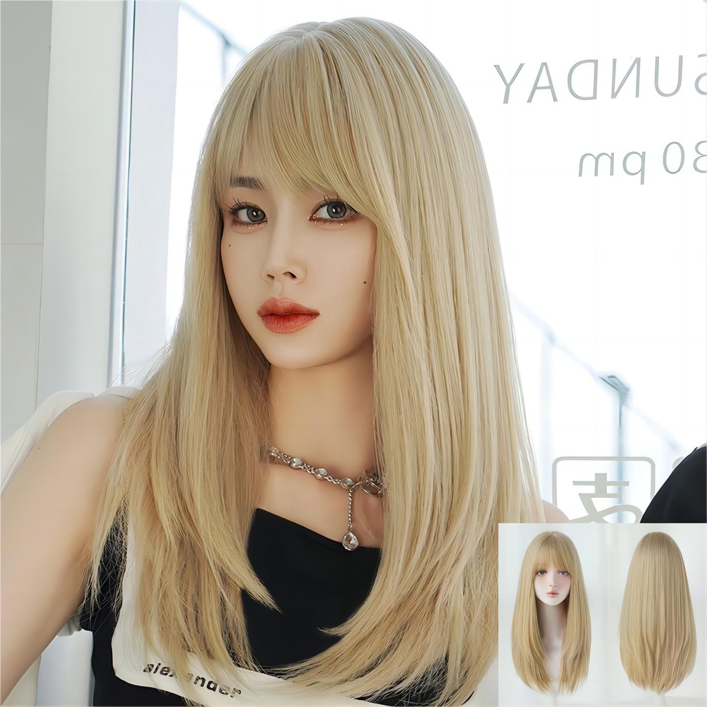 Túi Đeo Chéo Thời Trang Hàn Cho NữTóc Giả Dài 60cm Màu Trắng Thẳng Nhiều Lớp Mềm Mại Và Dễ Sử Dụng Cho Nữ