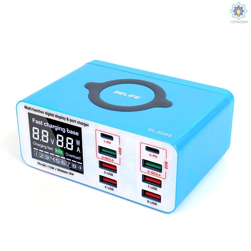 Bộ Sạc Nhanh Không Dây USB PD Màn Hình LCD Nhiều Cổng Sạc Nhanh Cho Điện Thoại / Camera