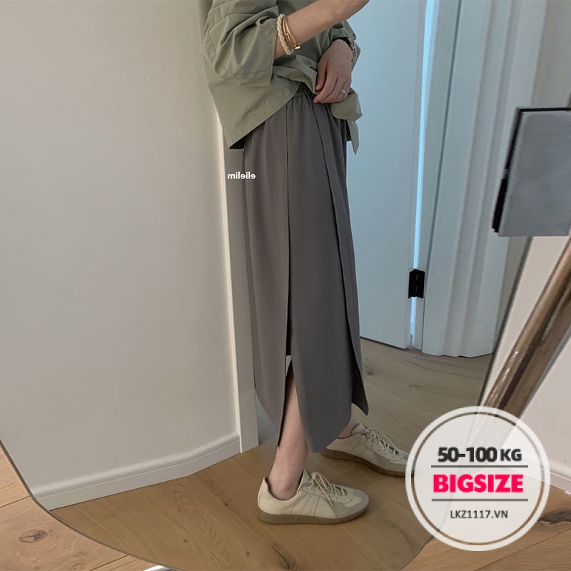 chân váy chữ a Bigsize chân váy nữ dáng dài cạp chun lưng thun xẻ tà trơn mùa hè Phong cách Hàn Quốc Thời Trang đẹp