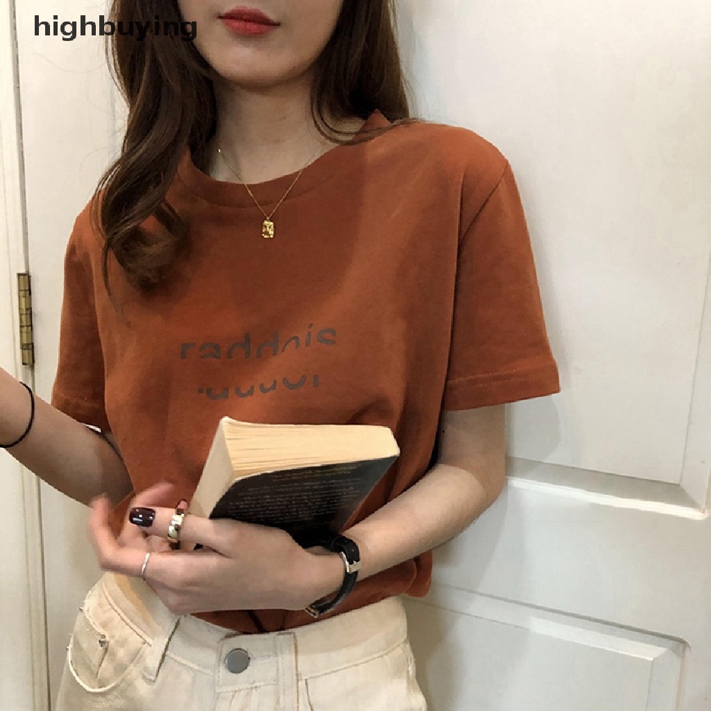 Áo Thun Tay Ngắn Cổ Tròn In Chữ Thời Trang Cho Nữ