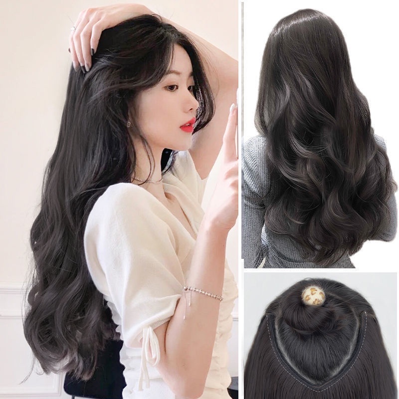 Bộ Tóc Giả Dài Thẳng Chữ U Gợn Sóng Tự Nhiên Bằng Sợi Tổng Hợp Chịu Nhiệt Dành Cho Nữ