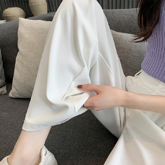 SUXI Quần Dài Lưng Cao Ống Rộng Màu Sắc Đơn Giản Thời Trang Mùa Hè Cho Nữ