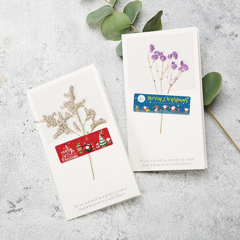 Cuộn 120 Nhãn Dán Trang Trí Giáng Sinh Tự Dính Hình Chữ Nhật Margot3