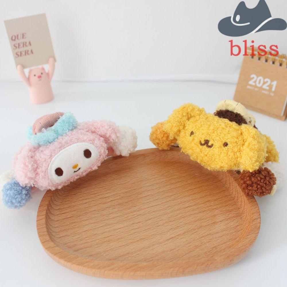 Kẹp Tóc Bằng Vải Acrylic Thiết Kế Hoạt Hình Melody / Cún Cinnamon / Cá Mập Nhồi Bông