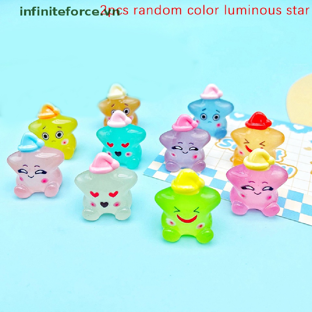 Set 2 Ngôi Sao Dạ Quang Mini Bằng Nhựa Resin Dễ Thương Dùng Trang Trí