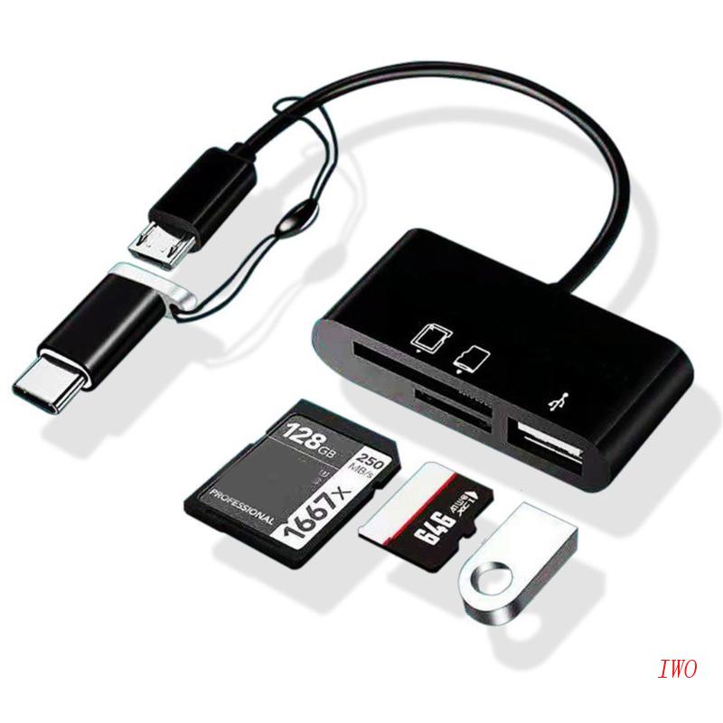 Đầu Đọc Thẻ Nhớ IWO TF OTG Type-C USB Micro B Đa Năng Cho Máy Tính Để Bàn