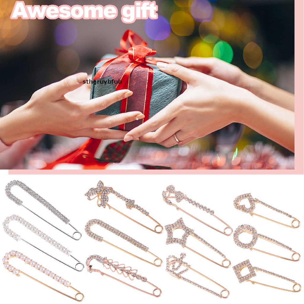 Set 12 Ghim Cài Áo Đính Ngọc Trai Nhân Tạo Thời Trang