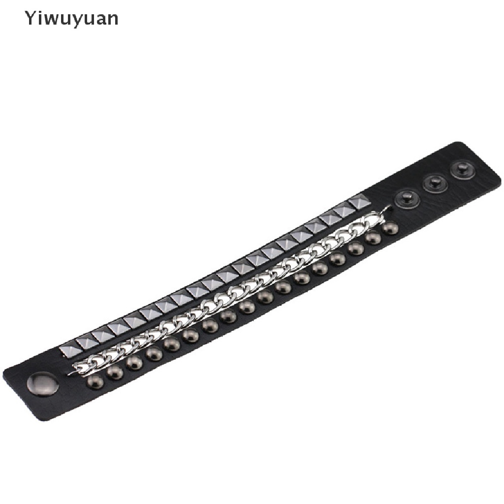 < Yiwuyuan > Vòng Tay Da Nhiều Lớp Đính Đinh Tán Phong Cách Punk Gothic