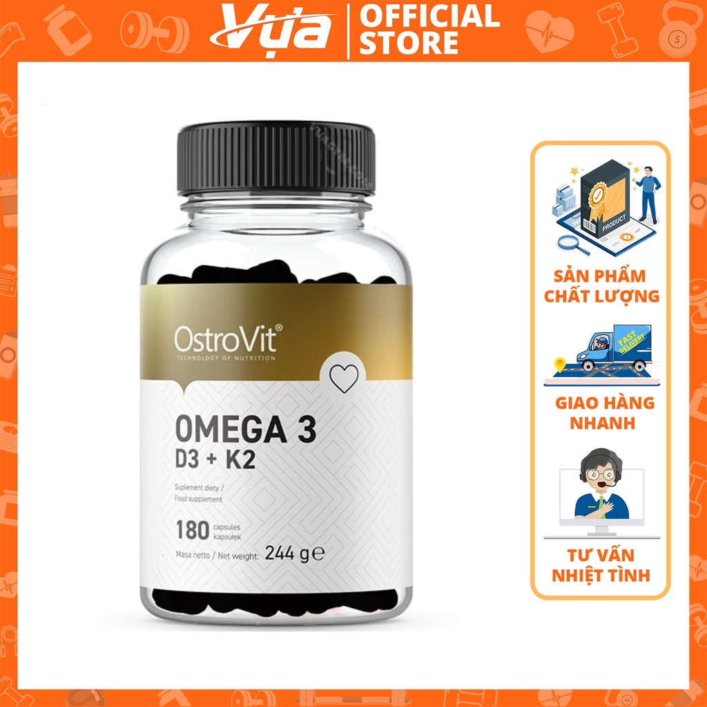 OstroVit - Omega 3 D3+K2 (180 viên) - Thực Phẩm Bổ Sung Vitamin & Khoáng Chất Chính Hãng