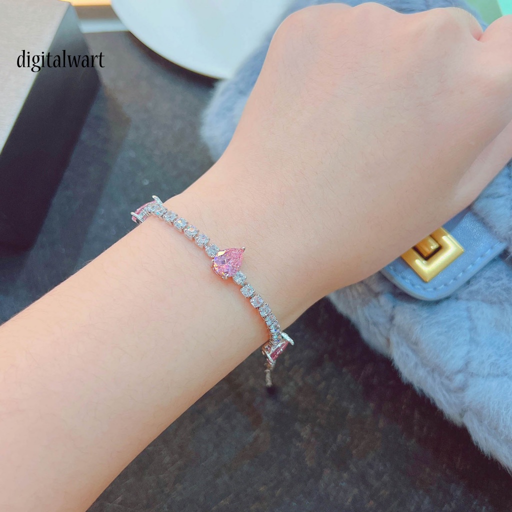 Kỹ Thuật Số| Vòng Tay Cô Dâu Đính Đá Zircon Hình Giọt Nước Có Thể Điều Chỉnh Kích Thước