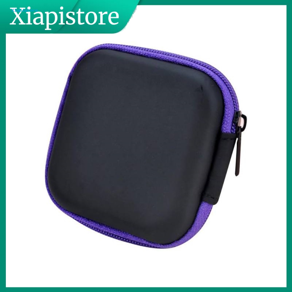 Túi Đựng Dây Cáp / Tai Nghe Hình Vuông Mini Có Khóa Kéo Thông Dụng