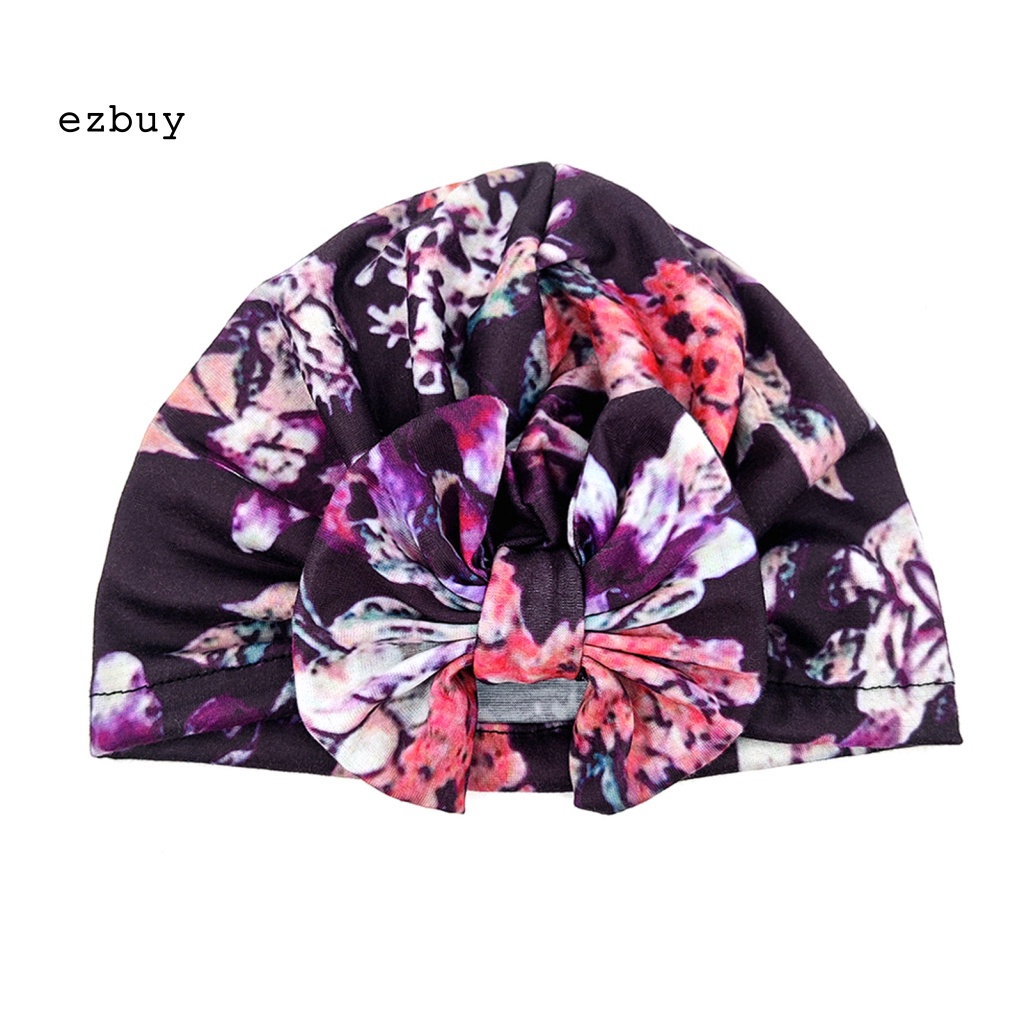 Mũ Vải Co Giãn Thoáng Khí Thắt Nơ In Hoa Dành Cho Bé