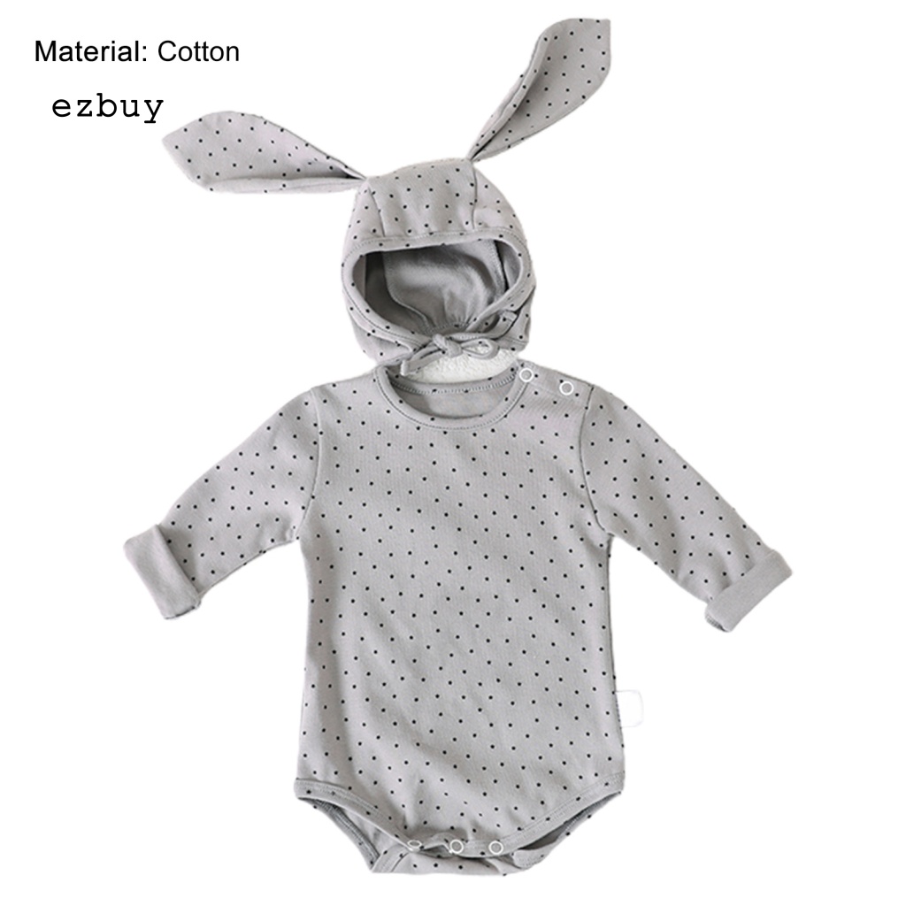 [EY] Bộ Áo Liền Quần Bằng Cotton Tai Thỏ Ngôi Sao Trung Tính Thời Trang Mùa Thu Cho Bé Sơ Sinh