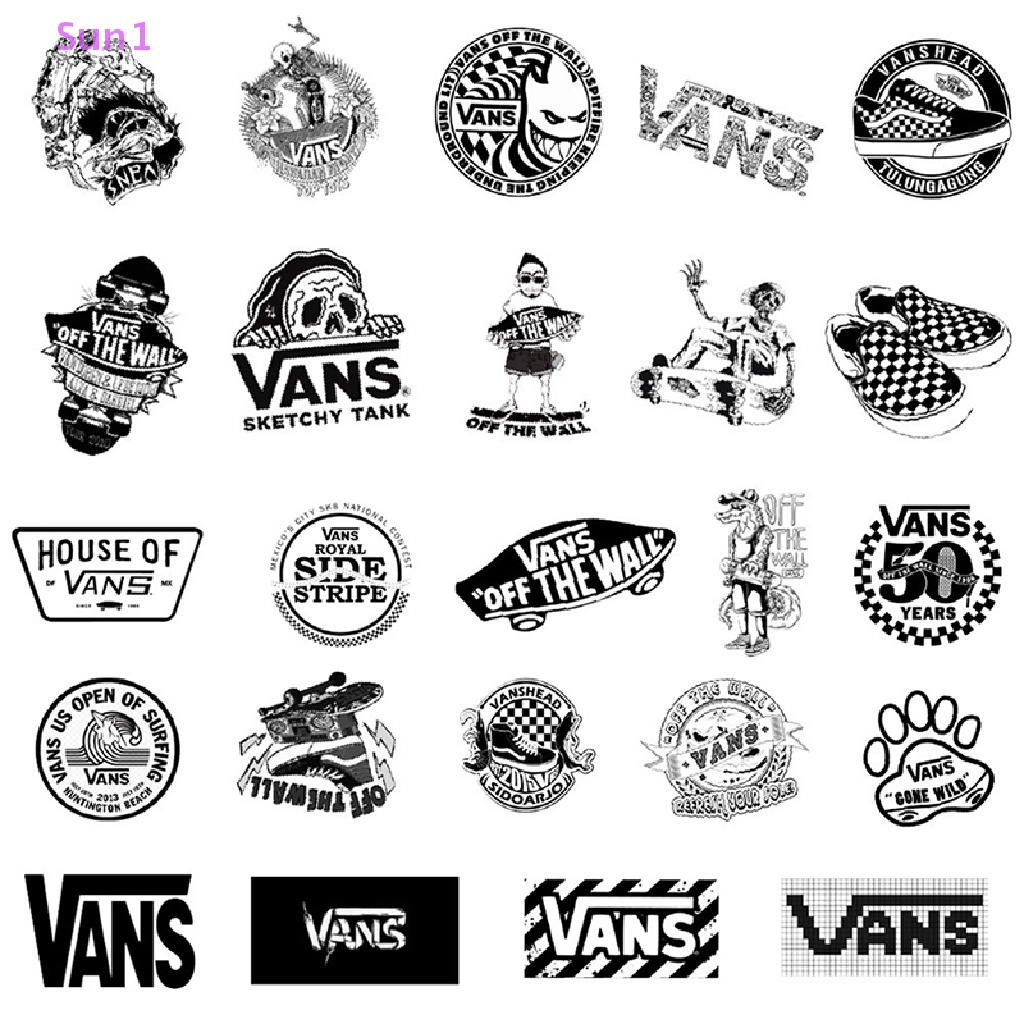 Set 50 Nhãn Dán Trang Trí Va Li Kéo Họa Tiết Graffiti Trắng Đen Cá Tính Sun1 >