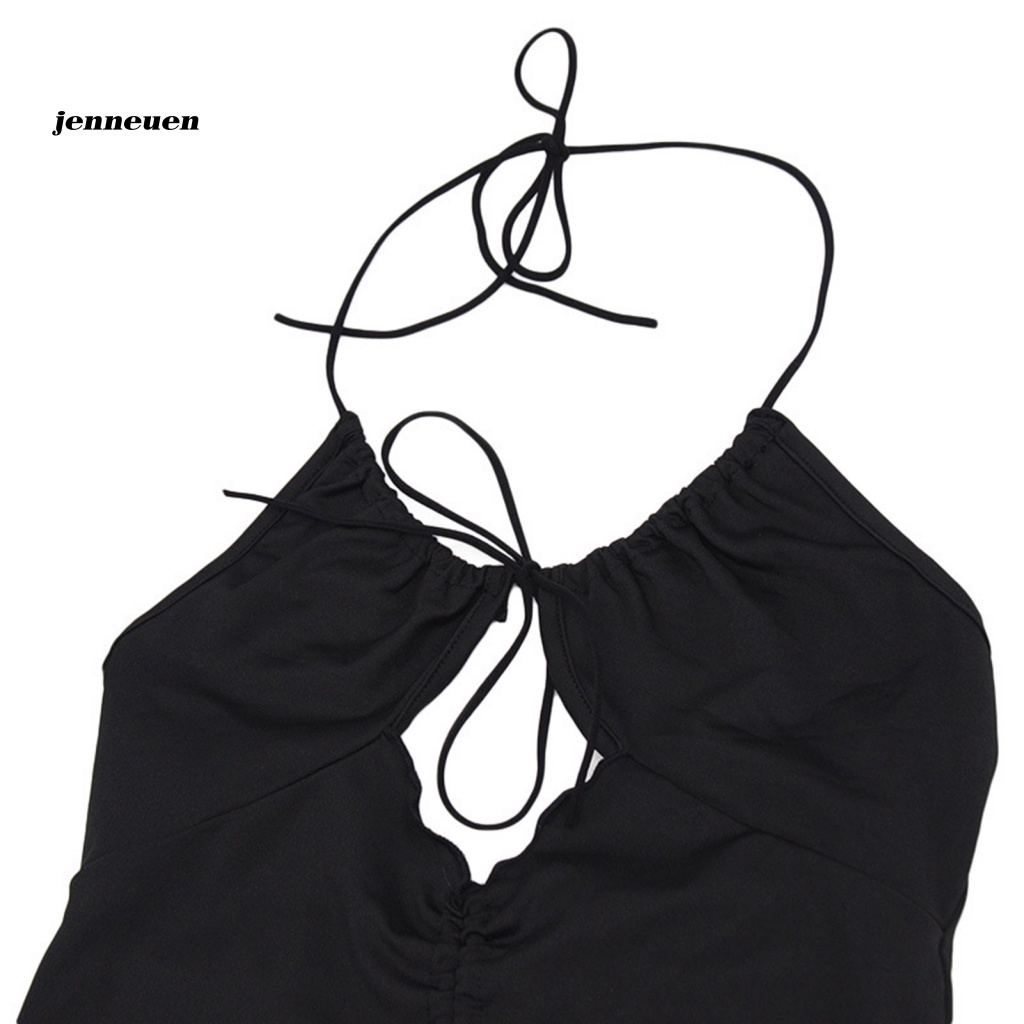 Jen Shirring Font Áo Croptop Quấn Ngực Không Đối Xứng Viền Rỗng Gợi Cảm Cho Nữ