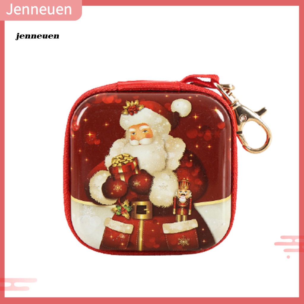 Jen Ví Đựng Tiền Xu Bằng Thiếc Nhỏ Gọn Họa Tiết Giáng Sinh Có Khóa Tôm Hùm Cho Nữ