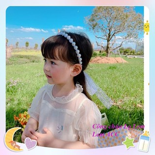 Bờm tóc hạt trai cho bé gái, bờm tóc kết ren đáng yêu cho bé - Y168